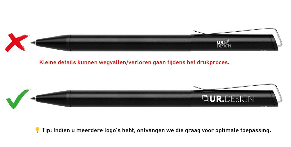 Pen met logo bedrukt tip juiste logo formaat